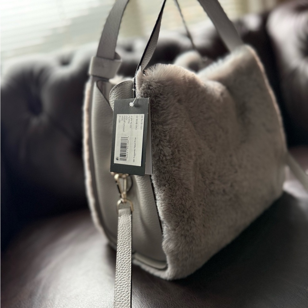 Kate Spade NWT Elegant Gray Faux Fur Women's Bag - Picture 5 of 10